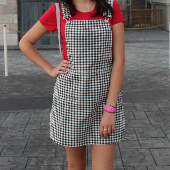 Gingham Overalls Dress - Black & White - Small - Picture 4 of 4